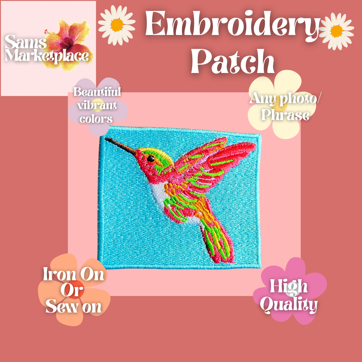 Hummingbird Embroidery Patch